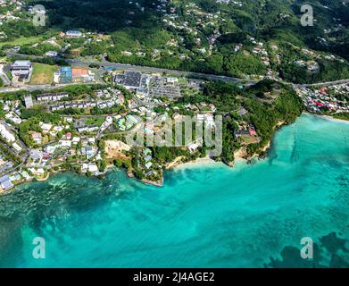 Vue aérienne du fort Fleur d'épée, Bas du fort, le Gosier, Grande-Terre, Guadeloupe, Antilles néerlandaises, Caraïbes. Banque D'Images