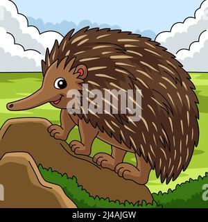 Echidna Illustration d'un dessin animé de couleur animale Illustration de Vecteur