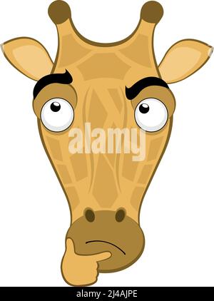 Illustration vectorielle du visage d'une girafe de dessin animé avec une expression de pensée Illustration de Vecteur