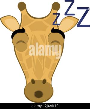 Illustration vectorielle du visage d'une girafe de dessin animé en sommeil Illustration de Vecteur