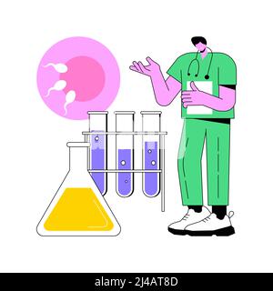 Illustration du vecteur de concept abstrait de fécondation en tube à essai. Tube à essai pour bébé, fécondation in vitro, boîte de Pétri, sélectionneur de plantes, insémination artificielle, cellule d'oeuf, femme enceinte métaphore abstraite. Illustration de Vecteur