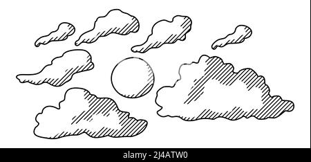 Image stylisée des nuages et du soleil. Illustration naturelle. Style abstrait. Illustration de Vecteur