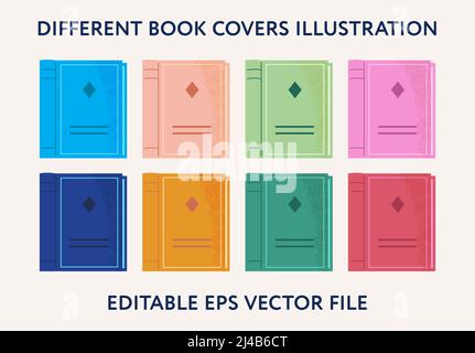 Un ensemble de livres colorés sur un arrière-plan isolé, illustration vectorielle. Illustration de Vecteur