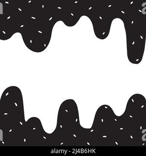 Illustration vectorielle dessinée à la main d'un liquide goutte à goutte avec un espace vide. Liquide à écoulement noir et asperges blanches. Illustration de Vecteur