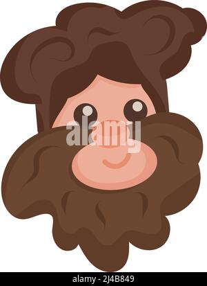 Avatar de dessin animé d'homme heureux isolé avec un vecteur de barbe Illustration de Vecteur