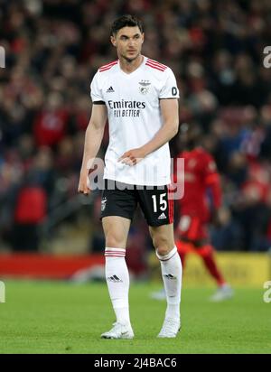 Anfield, Liverpool, Royaume-Uni. 13th avril 2022. Champions League football, Liverpool contre FC Benfica, quart-finale 2nd jambe: Roman Yaremchuk de Benfica crédit: Action plus Sports/Alay Live News Banque D'Images