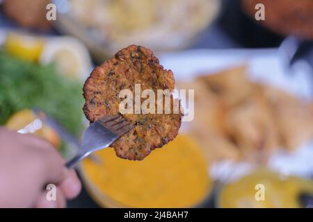 macro photo de pain au carry avec de la viande pendant le ramadan Banque D'Images