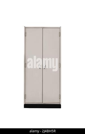 Armoire de classement en acier isolée sur blanc, fonctionne avec le chemin de découpe. Banque D'Images