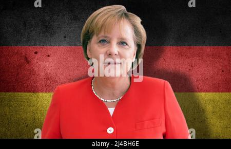 Angela Merkel et le drapeau de l'Allemagne Banque D'Images