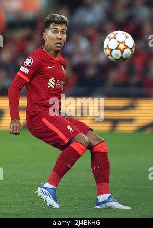 Liverpool, Angleterre, le 13th avril 2022. Roberto Firmino de Liverpool lors du match de la Ligue des champions de l'UEFA à Anfield, Liverpool. Crédit photo à lire: Darren Staples / Sportimage crédit: Sportimage / Alay Live News Banque D'Images