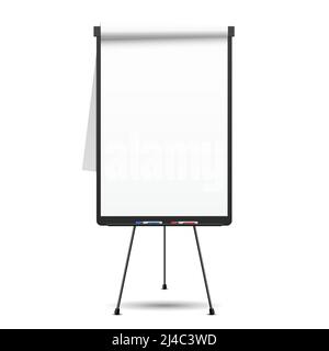 Tableau de conférence vierge. Tableau blanc et papier vide, présentation et séminaire, illustration vectorielle Illustration de Vecteur