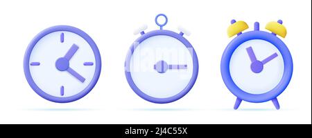 3D icône horloge ronde Illustration de Vecteur
