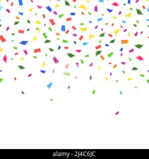 Modèle vectoriel de confettis colorés aux couleurs de l'arc-en-ciel sur blanc avec espace de copie pour votre carte de vœux Texte ou invitation pour New Ye Illustration de Vecteur