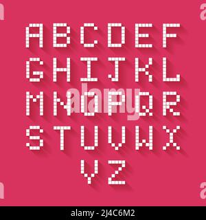 Alphabet à pixels plats vectoriels avec ombre longue Illustration de Vecteur