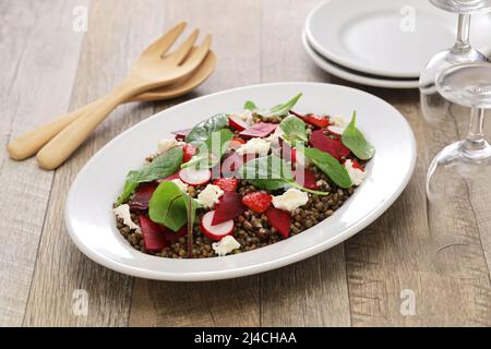 salade de lentilles vertes maison Banque D'Images