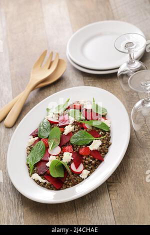 salade de lentilles vertes maison Banque D'Images
