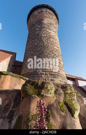 Tour Sinwell, tour ronde historique construite sur le rocher, Kaiserburg, Nuremberg, moyenne-Franconie, Bavière, Allemagne Banque D'Images