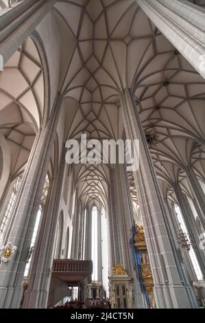 Intérieur de l'église paroissiale gothique tardive de Saint-Pierre-et-Paul, Goerlitz, haute-Lusatia, Saxe, Allemagne Banque D'Images
