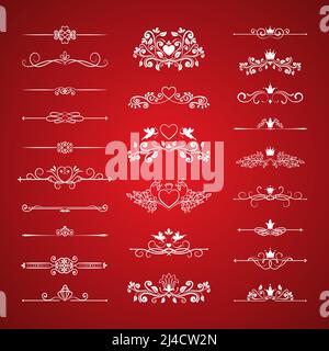 Saint-Valentin page décor Design éléments vectoriels sur fond rouge Illustration de Vecteur