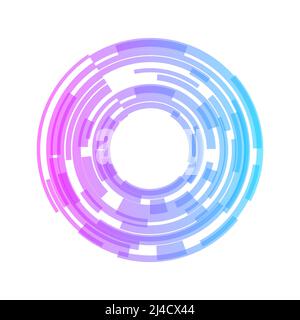 Elément d'arrière-plan du cercle technique. Dégradé transparent bleu violet. Arrière-plan blanc. Concept de technologie et d'innovation. Vecteur d'onde de cercles concentriques. Illustration de Vecteur