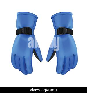 Paire de gants d'hiver sport chauds bleus à motif vectoriel isolée sur arrière-plan blanc Illustration de Vecteur