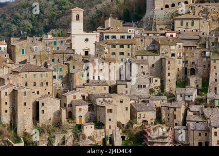 Ville médiévale aérienne Sorano, Toscane, Italie Banque D'Images