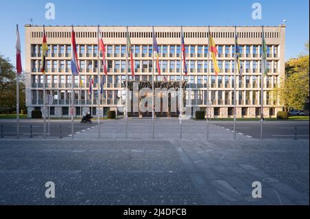 Assemblée nationale de Slovénie à Dusk Banque D'Images