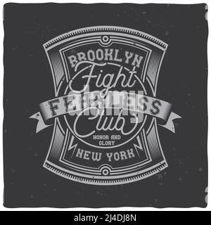 Étiquette vintage avec composition de lettres sur fond sombre. Motif T-shirt. Illustration de Vecteur