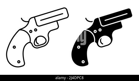 Icône linéaire, pistolet de signalisation d'urgence. Arme pour lancer des projectiles de signal. Vecteur noir et blanc simple isolé sur fond blanc Illustration de Vecteur