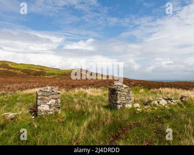 Les ruines de Riasg Buidhe et le village de pêcheurs abandonné sur l'île Hebridée intérieure de Colonsay Banque D'Images