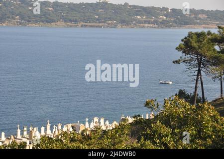 Le cimetière marin de St Tropez de la citadelle Banque D'Images