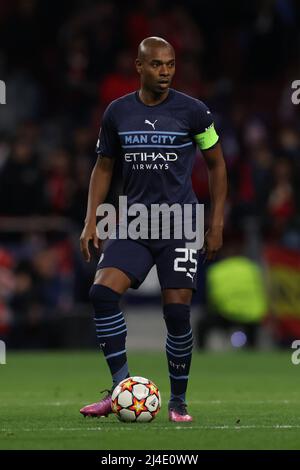 Madrid, Espagne, le 13th avril 2022. Fernandinho de Manchester City lors du match de la Ligue des champions de l'UEFA au stade Wanda Metropolitano, Madrid. Le crédit photo devrait se lire: Jonathan Moscrop / Sportimage Banque D'Images