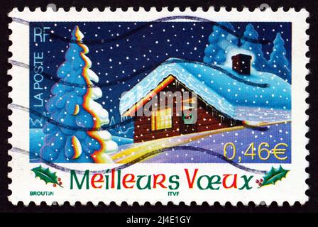 FRANCE - VERS 2002 : un timbre imprimé en France montre Accueil, Holiday Greetings, vers 2002 Banque D'Images