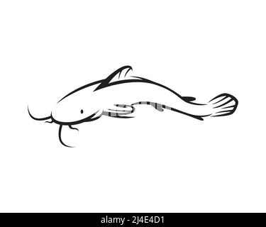 Nage Catfish, Clarias et Lele Illustration avec Silhouette style Vector Illustration de Vecteur