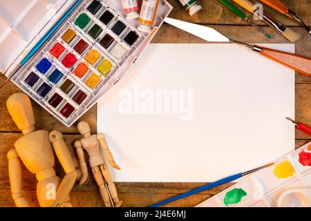 Supports pour artistes avec papier vierge - espace pour le texte Banque D'Images