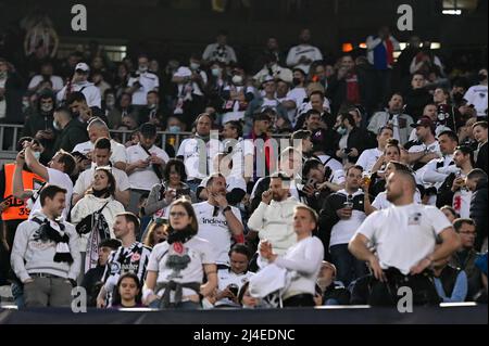 BARCELONE, ESPAGNE - 14 AVRIL : fans lors de la finale de l'UEFA Europa League, match de deuxième jambe entre le FC Barcelone et Eintracht Frankfurt au stade Camp Nou le 14 avril 2022 à Barcelone, Espagne (photo de DAX Images/Orange Pictures) Banque D'Images