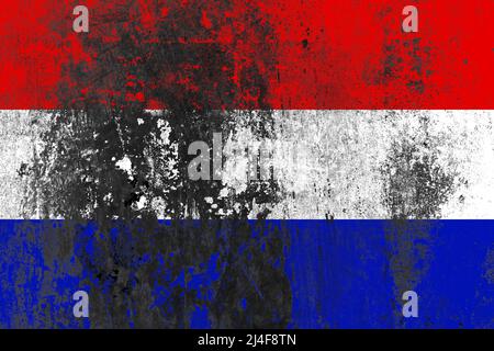 Drapeau du Paraguay peint sur une ancienne surface de mur en béton endommagée Banque D'Images