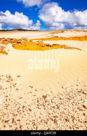 Un paysage inhabituel attend les visiteurs du Wungul Sandblow sur l'île Fraser. Queensland, Australie Banque D'Images