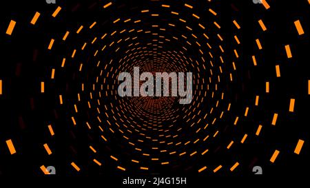 Arrière-plan noir.conception. Lumière orange et violette qui crée un tunnel en abstraction, qui met en évidence les murs des carrés et à la fin de Banque D'Images