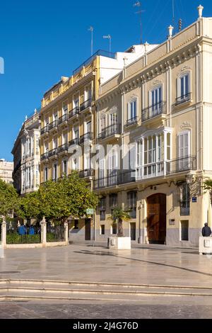 Spanien, Valencia, Spanien, Valencia, Plaza de la Virgen (Plaça de la Mare de Déu), Carrer Bailia, la Casa de la Ciencia del CSIC en Valencia Banque D'Images