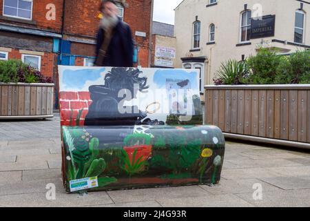 « The Secret Garden » écrit par Frances Hodgson; Chorley Town Centre, Book Bench Trail; « quelle est votre histoire, Chorley ? » Banque D'Images