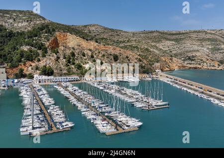 Photo de drone de la Marina de Javea Banque D'Images