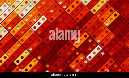 Arrière-plan de la mosaïque lignes clignotantes avec des points. Mouvement. Lignes colorées de style domino. Rectangles multicolores avec points clignotants Banque D'Images