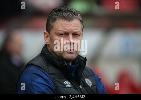 SUNDERLAND, ROYAUME-UNI. AVRIL 15th Steve Cotterill, directeur de la ville de Shrewsbury, lors du match de la Sky Bet League 1 entre Sunderland et Shrewsbury Town au stade de Light, Sunderland, le vendredi 15th avril 2022. (Crédit : Michael Driver | MI News) crédit : MI News & Sport /Alay Live News Banque D'Images