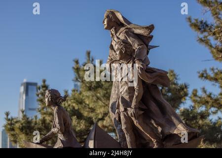 NEW YORK, New York – le 6 février 2022 : le Mémorial de la mère Cabrini, en l'honneur de Maria Francesca Xavier Cabrini, est vu à Battery Park City. Banque D'Images