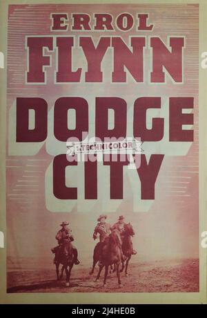 ERROL FLYNN avec GUINN ''BIG BOY'' WILLIAMS et ALAN HALE dans DODGE CITY 1939 réalisateur MICHAEL CURTIZ écrivain Robert Buckner costume design Milo Anderson musique Max Steiner Warner Bros. Banque D'Images