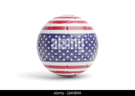 Ballon de football aux couleurs du drapeau des États-Unis. 3d illustration. Banque D'Images