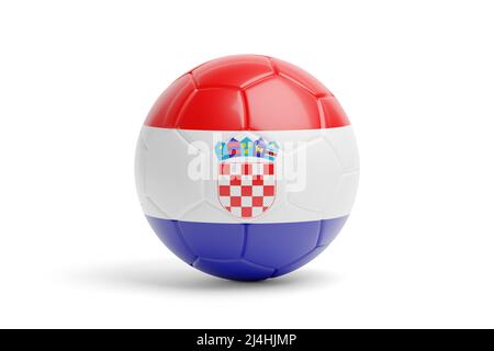 Ballon de football aux couleurs du drapeau de la Croatie. 3d illustration. Banque D'Images