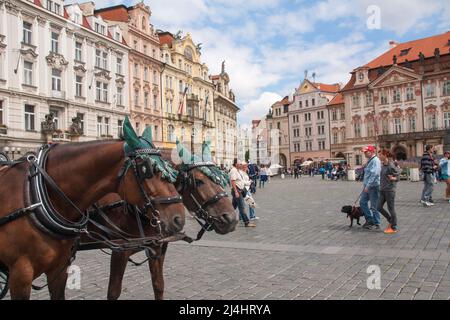 Staromestske Namesti, Stare Mesto, Prague, République Tchèque Banque D'Images