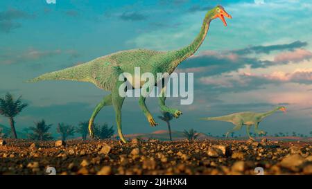 Œuvres d'art de dinosaure Galliimimus Banque D'Images